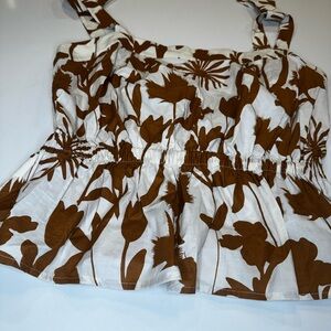 Corey Lynn Calter Brown and White Floral Blouse